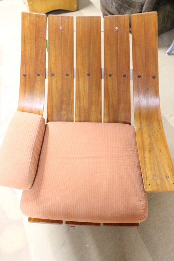 Recycled g-plan chair, with polished wood and upholstery fabric Recylced chair